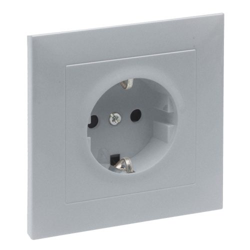 LEGRAND-721328 Suno 2P+F csatlakozóaljzat kerettel (rugós), biztonsági zsaluval, komplett, alumínium