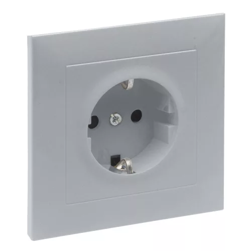 LEGRAND-721328 Suno 2P+F csatlakozóaljzat kerettel (rugós), biztonsági zsaluval, komplett, alumínium