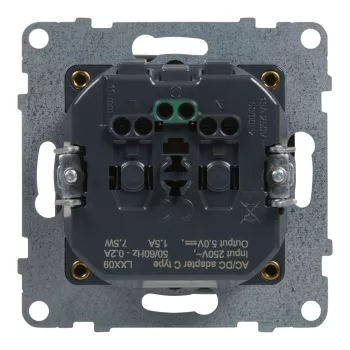   LEGRAND-721329 Suno 2P+F + USB-C csatlakozóaljzat (rugós), biztonsági zsaluval, alumínium
