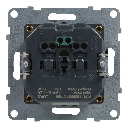 LEGRAND-721329 Suno 2P+F + USB-C csatlakozóaljzat (rugós), biztonsági zsaluval, alumínium