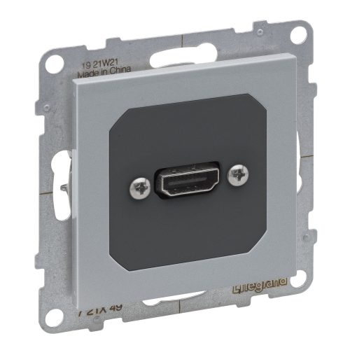 LEGRAND-721349 Suno elővezetékelt HDMI 1.4 típusú aljzat, 15 cm kábellel szállítva, alumínium