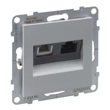   LEGRAND-721360 Suno RJ 11 + RJ 45 Cat.6 UTP aljzat, alumínium