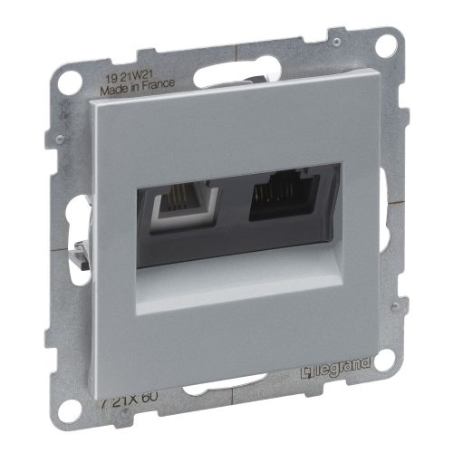 LEGRAND-721360 Suno RJ 11 + RJ 45 Cat.6 UTP aljzat, alumínium