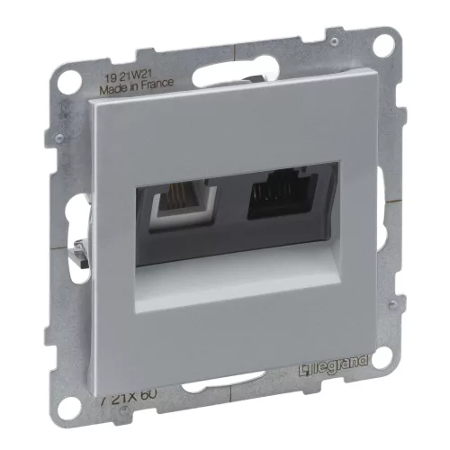LEGRAND-721360 Suno RJ 11 + RJ 45 Cat.6 UTP aljzat, alumínium