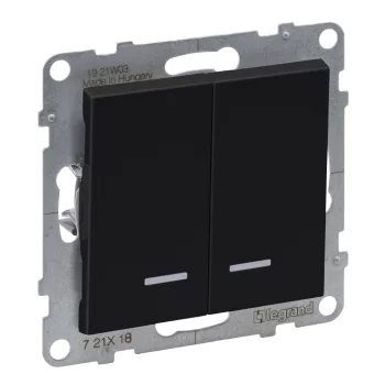   LEGRAND-721418 Suno kettős váltókapcsoló jelzőfénnyel 10AX, fekete