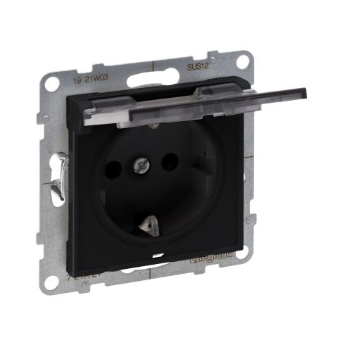LEGRAND-721427 Suno 2P+F csatlakozóaljzat (rugós), biztonsági zsaluval, csapófedéllel IP21, fekete