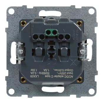   LEGRAND-721429 Suno 2P+F + USB-C csatlakozóaljzat (rugós), biztonsági zsaluval, fekete