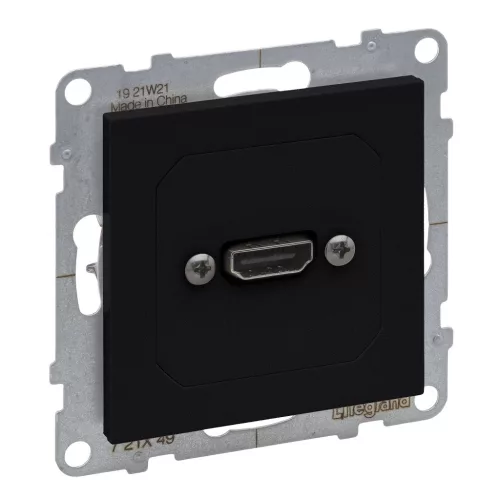 LEGRAND-721449 Suno elővezetékelt HDMI 1.4 típusú aljzat, 15 cm kábellel szállítva, fekete