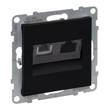 LEGRAND-721460 Suno RJ 11 + RJ 45 Cat.6 UTP aljzat, fekete