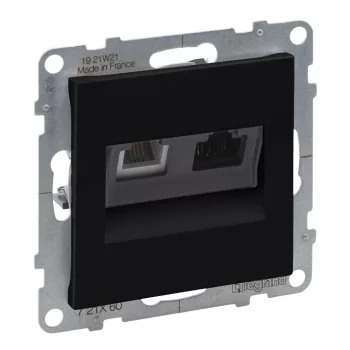 LEGRAND-721460 Suno RJ 11 + RJ 45 Cat.6 UTP aljzat, fekete