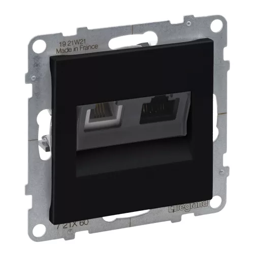LEGRAND-721460 Suno RJ 11 + RJ 45 Cat.6 UTP aljzat, fekete