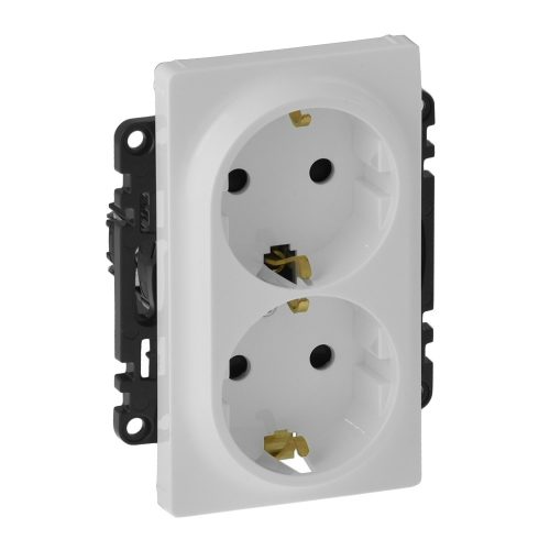 LEGRAND-753126 Valena Life 2x2P+F csatlakozóaljzat biztonsági zsaluval, egybeépített burkolattal, keret nélkül, rugós vezetékbekötéssel fehér