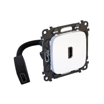   LEGRAND-755165 Valena Allure Elővezetékelt HDMI 1.4 típusú csatlakozóaljzat, 15 cm kábellel szállítva, Fehér