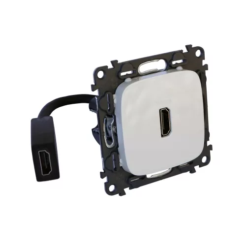 LEGRAND-755166 Valena Allure Elővezetékelt HDMI 1.4 típusú csatlakozóaljzat, 15 cm kábellel szállítva, Elefántcsont