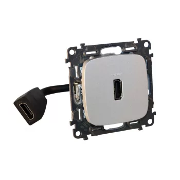   LEGRAND-755167 Valena Allure Elővezetékelt HDMI 1.4 típusú csatlakozóaljzat, 15 cm kábellel szállítva, Alumínium