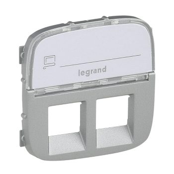   LEGRAND-755487 Valena Allure 2xRJ11/RJ45 aljzat burkolat címketartóval, Alumínium