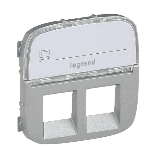 LEGRAND-755487 Valena Allure 2xRJ11/RJ45 aljzat burkolat címketartóval, Alumínium