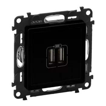   LEGRAND-756312 Valena Life kettős USB-A+A töltőaljzat, 5V - 3 A - 15 W, fekete