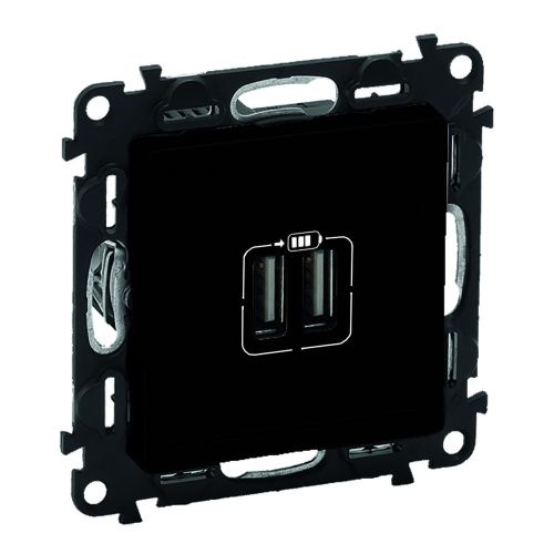 LEGRAND-756312 Valena Life kettős USB-A+A töltőaljzat, 5V - 3 A - 15 W, fekete