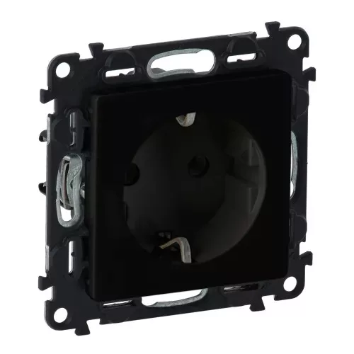 LEGRAND-756320 Valena Life 2P+F csatlakozóaljzat mechanizmus burkolattal, biztonsági zsaluval, rugós vezetékbekötéssel, fekete