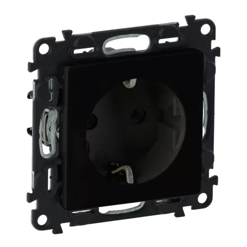 LEGRAND-756321 Valena Life 2P+F csatlakozóaljzat mechanizmus burkolattal, rugós vezetékbekötéssel, fekete