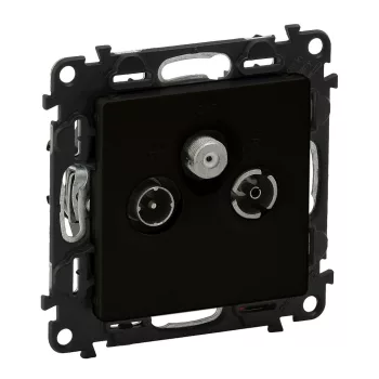   LEGRAND-756365 Valena Life TV-Rádió-SAT aljzat mechanizmus burkolattal, átmenő, 14 dB, fekete