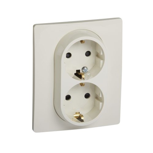 LEGRAND-764644 Niloé 2×2P+F csatlakozóaljzat biztonsági zsaluval (csavaros), bézs
