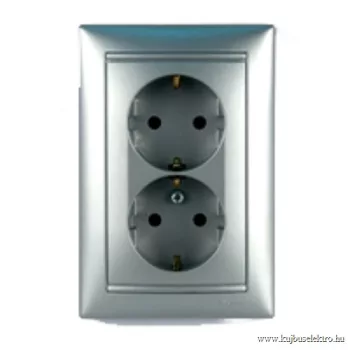   LEGRAND-770127 Valena 2x2P+F csatlakozóaljzat biztonsági zsaluval, alumínium