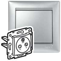 LEGRAND-770137 Valena TV-RD-SAT aljzat átmenő 14 dB, alumínium