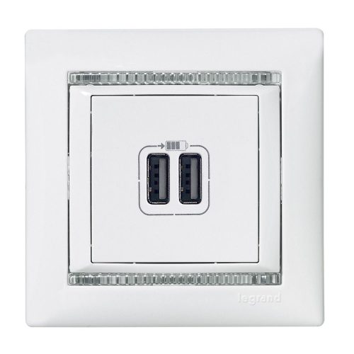 LEGRAND-770470 Valena 2xUSB töltő aljzat, 1500 mA, fehér 