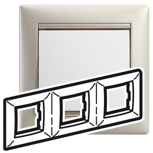 LEGRAND-770473 Valena keret hármas, vízszintes, kagylóhéj