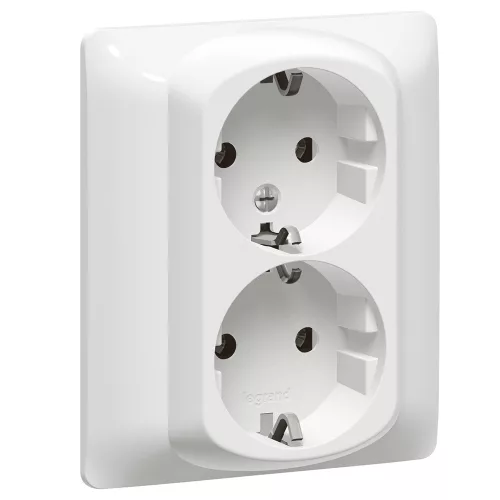 LEGRAND Galea Life 2x2P+F aljzat biztonsági zsaluval, csavaros, fehér