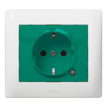   LEGRAND Galea Life 2P+F aljzat biztonsági zsaluval, irányfénnyel, zöld