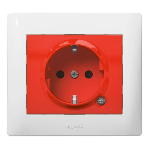 LEGRAND Galea Life 2P+F aljzat biztonsági zsaluval, irányfénnyel, piros