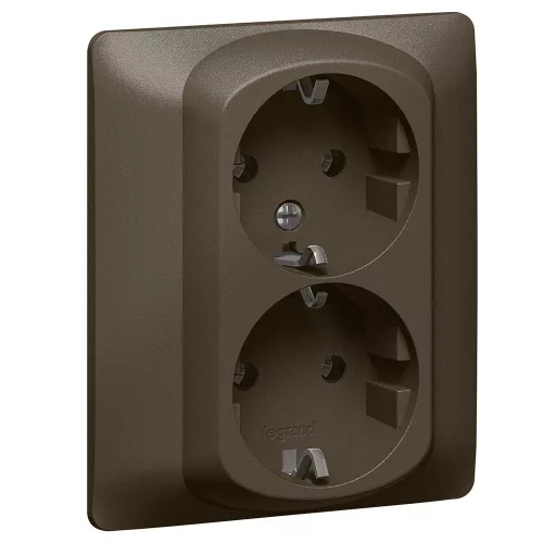 LEGRAND Galea Life 2x2P+F aljzat biztonsági zsaluval, csavaros, mélybronz