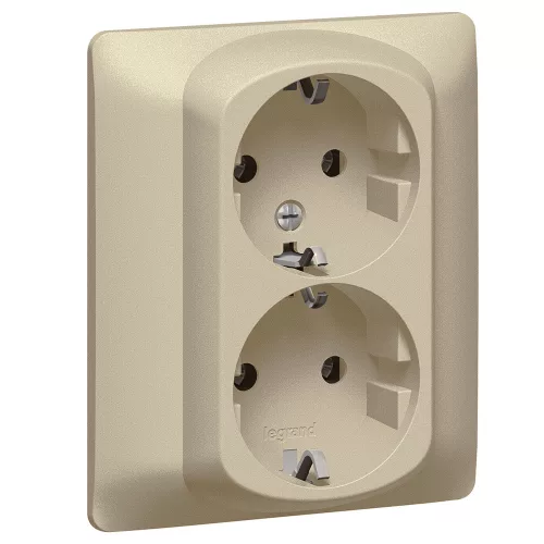 LEGRAND Galea Life 2x2P+F aljzat biztonsági zsaluval, csavaros, titánium