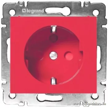   LEGRAND-774327 Valena 2P+F csatlakozóaljzat reteszelt, piros betéttárcsával