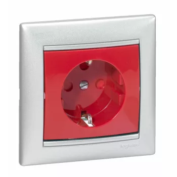   LEGRAND-774327 Valena 2P+F csatlakozóaljzat reteszelt, piros betéttárcsával