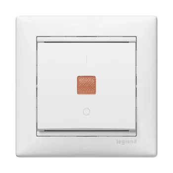   LEGRAND-774410 Valena egypólusú kapcsoló jelzőfénnyel, fehér