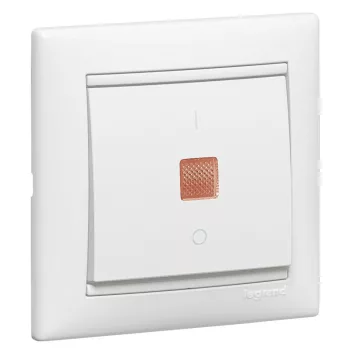   LEGRAND-774449 Valena kétpólusú kapcsoló ellenőrzőfénnyel, fehér