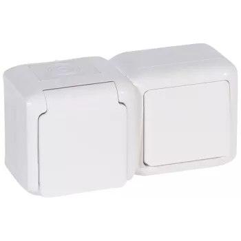   LEGRAND-782371 Forix IP44 fk 1P kapcsoló + 2P+F csatlakozóaljzat, csapófedéllel, biztonsági zsaluval, fehér