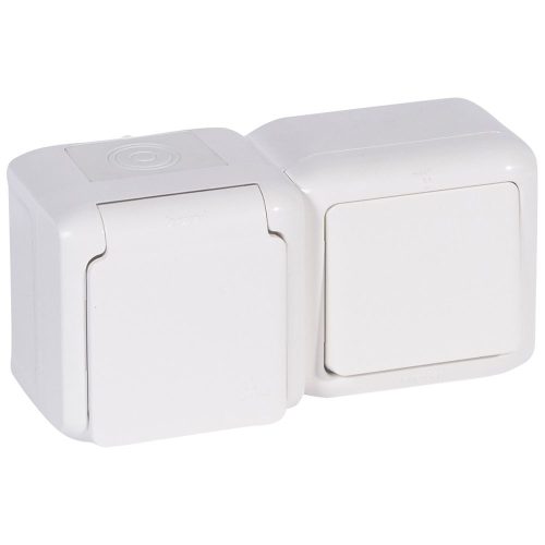LEGRAND-782371 Forix IP44 fk 1P kapcsoló + 2P+F csatlakozóaljzat, csapófedéllel, biztonsági zsaluval, fehér