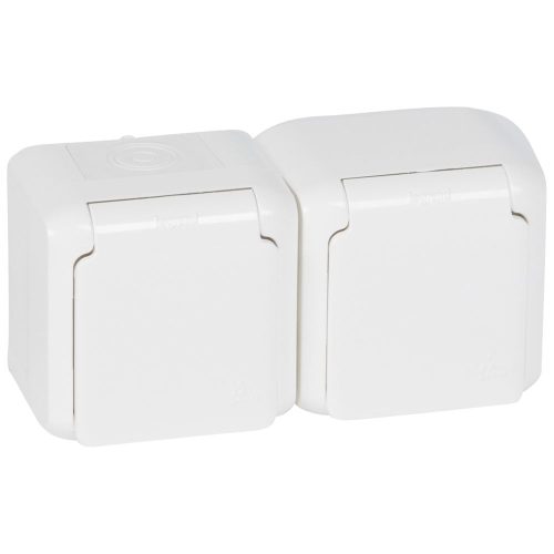 LEGRAND-782374 Forix IP44 fk 2x2P+F földelt csatlakozóaljzat, 16A, csapófedéllel, biztonsági zsaluval, fehér