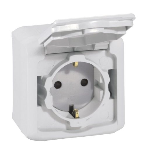 LEGRAND-782393 Forix IP44 fk 2P+F földelt csatlakozóaljzat, 16A, csapófedéllel, biztonsági zsaluval, szürke