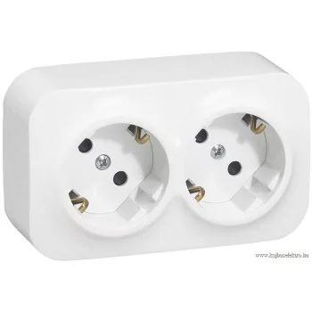   LEGRAND-782413 Forix IP20 falon kívüli 2x2P+F csatlakozóaljzat, 16 A, biztonsági zsalu nélkül, fehér