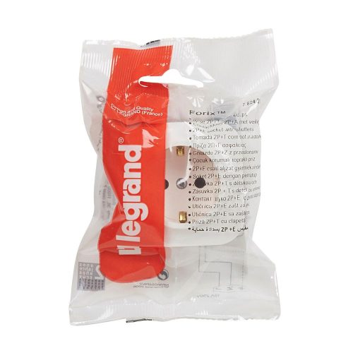 LEGRAND-782420 Forix IP20 fk 2P+F földelt csatlakozóaljzat, 16 A , biztonsági zsaluval, fehér