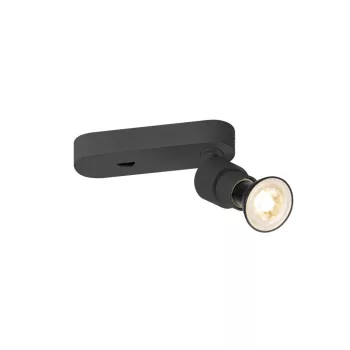   SCHRACK - PURI 2.0 Basic kapcsolóval kerek  1x max. 6W GU10 fekete Surface-mounted wall and ceiling light - LI1008231-