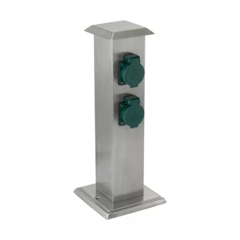  SCHRACK - Park T energiaoszlop időzítővel, rozsdamentes acél/zöld IP44  - LI67079---