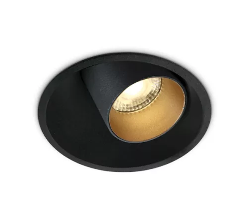SCHRACK - Hamal LED 11W 820lm 930 IP20 220-240V 38° fekete süllyesztett spot, 250mA vezérlővel, fekete és sárgaréz reflektorral, forgatható és dönthető - LID15532--