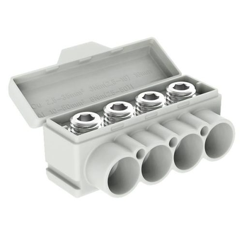 MOREK - SLT50-4 kék elosztóblokk - Elosztóblokk 4x10-50/2,5-35 mm2 Al/Cu, 1000V SLT50-4 kék - HD Hungária - MAS4050B10